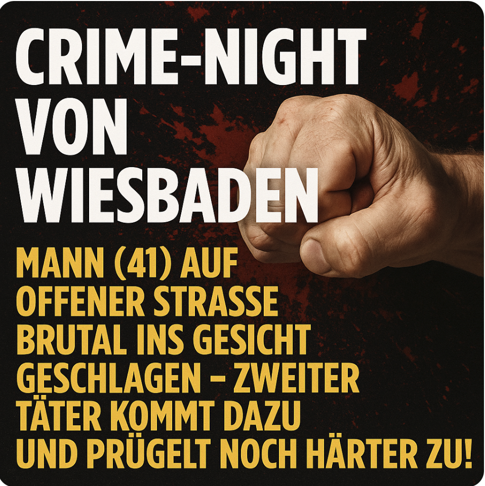CRIME-NIGHT VON WIESBADEN! MANN (41) AUF OFFENER STRASSE BRUTAL INS GESICHT GESCHLAGEN – ZWEITER TÄTER KOMMT DAZU UND PRÜGELT NOCH HÄRTER ZU!