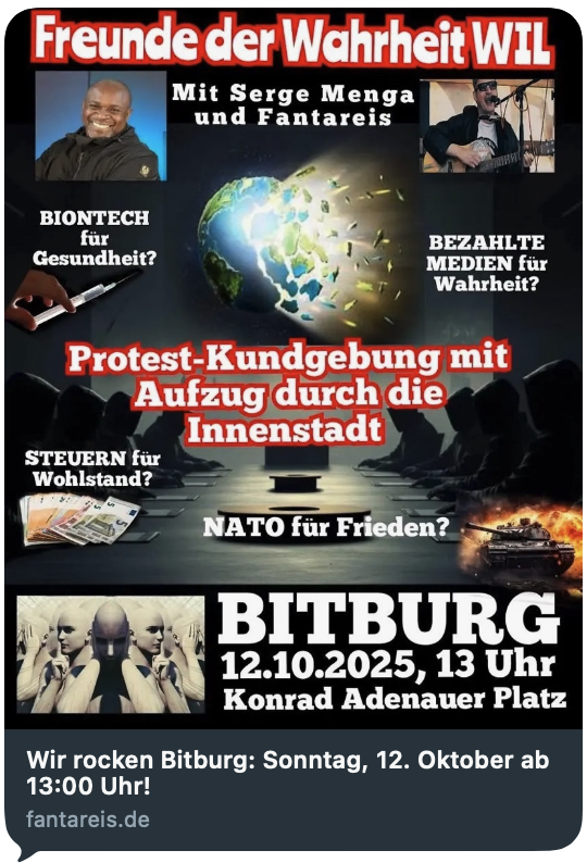 Bitburg: Freunde der Wahrheit, Serge Menga und Fantareis!