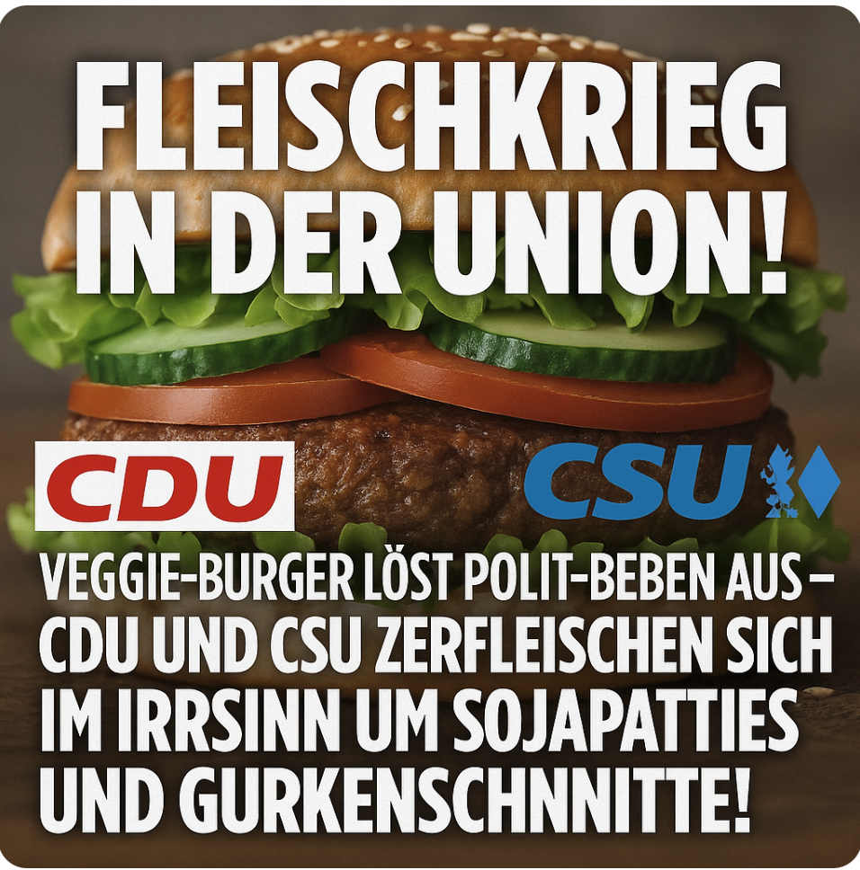 FLEISCHKRIEG IN DER UNION! VEGGIE-BURGER LÖST POLIT-BEBEN AUS – CDU UND CSU ZERFLEISCHEN SICH IM IRRSINN UM SOJAPATTIES UND GURKENSCHNITTE! 