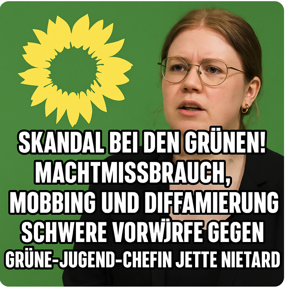 SKANDAL BEI DEN GRÜNEN! MACHTMISSBRAUCH, MOBBING UND DIFFAMIERUNG – SCHWERE VORWÜRFE GEGEN GRÜNE-JUGEND-CHEFIN JETTE NIETZARD!