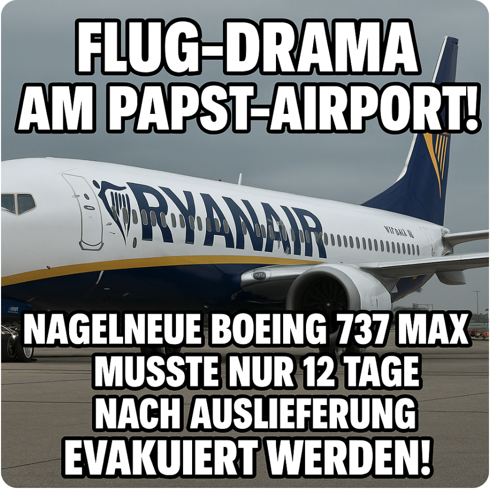 FLUG-DRAMA AM PAPST-AIRPORT! NAGELNEUE BOEING 737 MAX MUSSTE NUR 12 TAGE NACH AUSLIEFERUNG EVAKUIERT WERDEN – PASSAGIERE IN PANIK, RAUCH IM TRIEWERK!