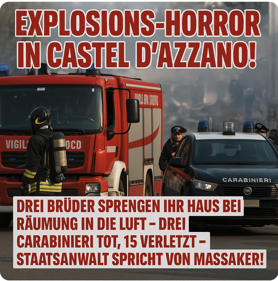 EXPLOSIONS-HORROR IN CASTEL D’AZZANO! DREI BRÜDER SPRENGEN IHR HAUS BEI RÄUMUNG IN DIE LUFT – DREI CARABINIERI TOT, 15 VERLETZT – STAATSANWALT SPRICHT VON MASSAKER!