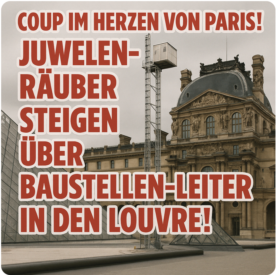 COUP IM HERZEN VON PARIS! – JUWELEN-RÄUBER STEIGEN ÜBER BAUSTELLEN-LEITER IN DEN LOUVRE! – SCHOCK FÜR FRANKREICHS KULTUR! – BEUTE AUS NAPOLEONS SCHATZKAMMER!