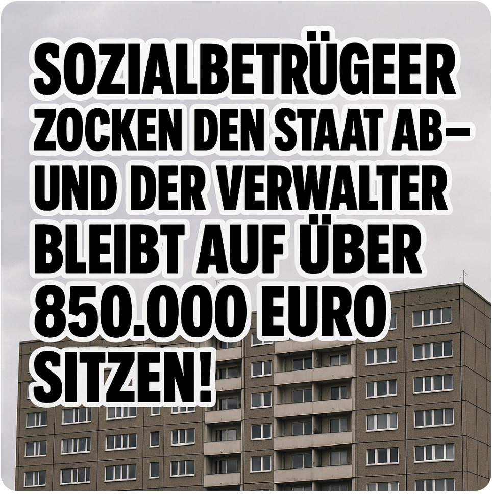 MIETEN-IRRSINN IM DEUTSCHEN PLATTENBAU! – SOZIALBETRÜGER ZOCKEN DEN STAAT AB – UND DER VERWALTER BLEIBT AUF ÜBER  850.000 EURO SITZEN!