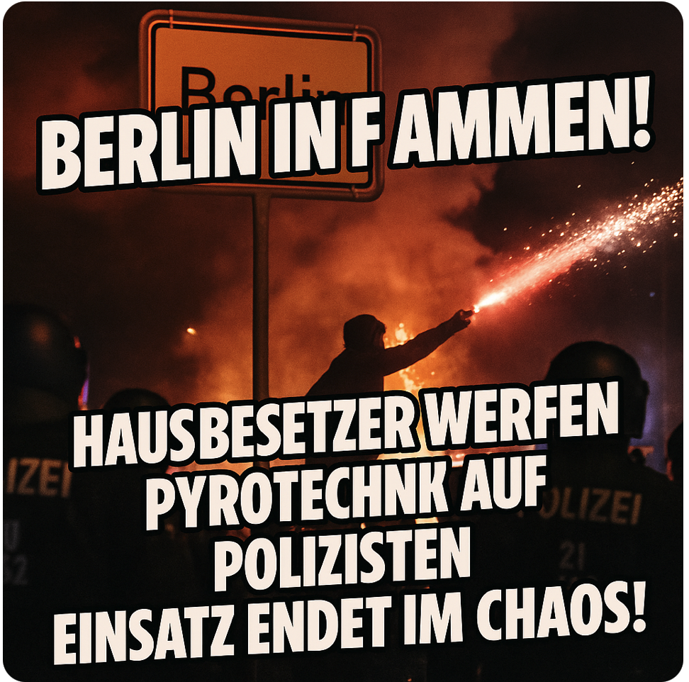 BERLIN IN FLAMMEN! – HAUSBESETZER WERFEN PYROTECHNIK AUF POLIZISTEN – EINSATZ ENDET IM CHAOS!