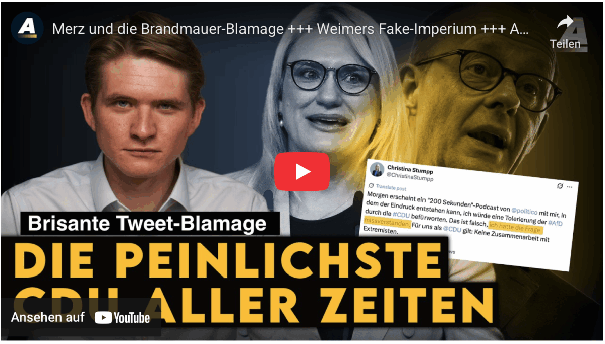Merz und die Brandmauer-Blamage +++ Weimers Fake-Imperium +++ Amadeu-Antonio-Stiftung am Ende!