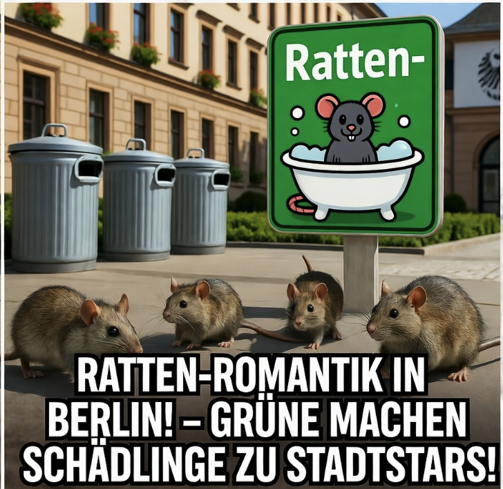 „BERLIN ERZIEHT ZUR RATTEN-LIEBE! – GRÜNE ROMANTIK STATT REALITÄT – STEUERGELD FÜR EINEN SKANDAL-PFAD DER VERHARMLOSUNG!“