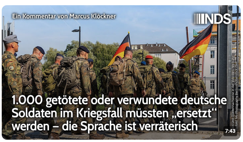 1.000 getötete oder verwundete deutsche Soldaten im Kriegsfall müssten „ersetzt“ werden