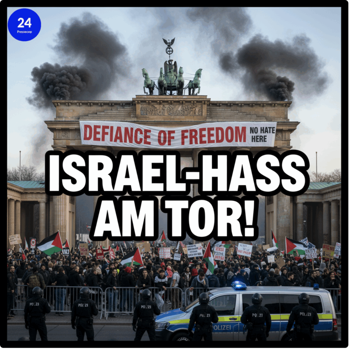 Israelfeindliche Schande am Wahrzeichen! Polizei ringt mit Hass-Aktivisten