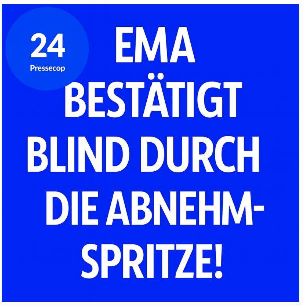 EMA  gibt  endlich  offiziell  zu! Blind durch die Abnehmspritze!