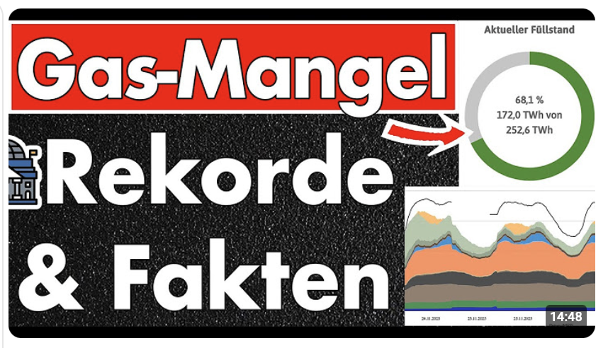 Regierung ignoriert physikalische Fakten! Medien berichten fahrlässig & Gasspeicher zu niedrig!