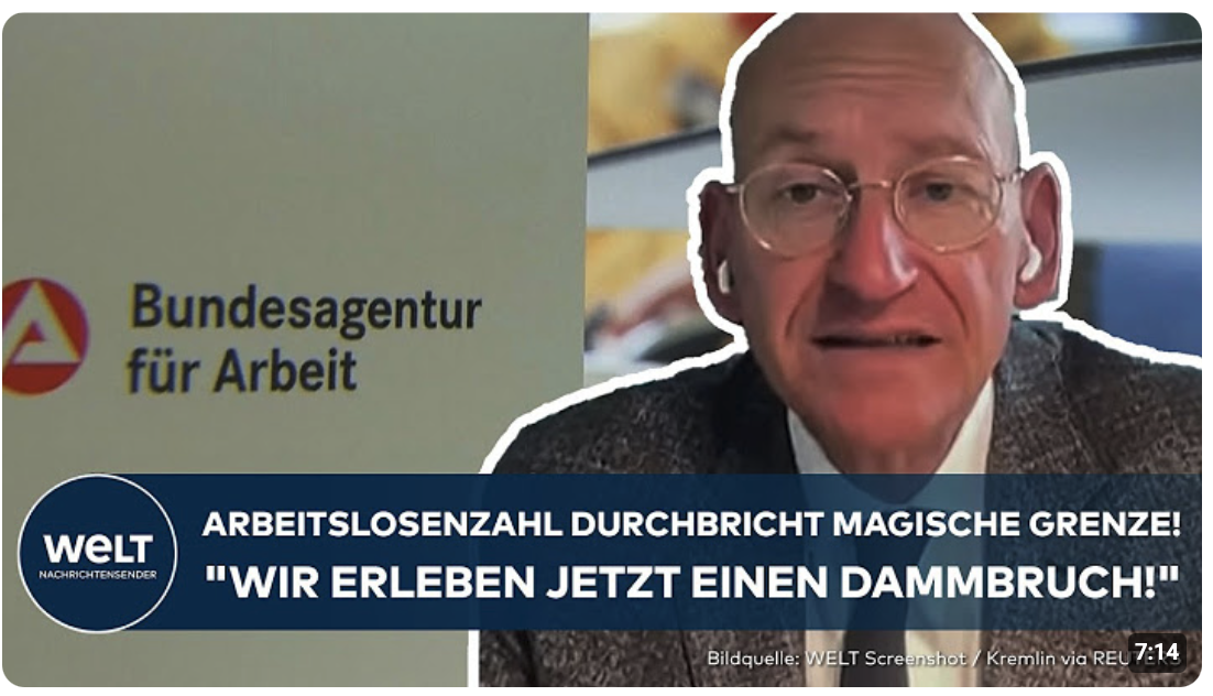 DEUTSCHLAND: Arbeitslosigkeit überschreitet Drei-Millionen-Marke – Wirtschaft in der Krise!