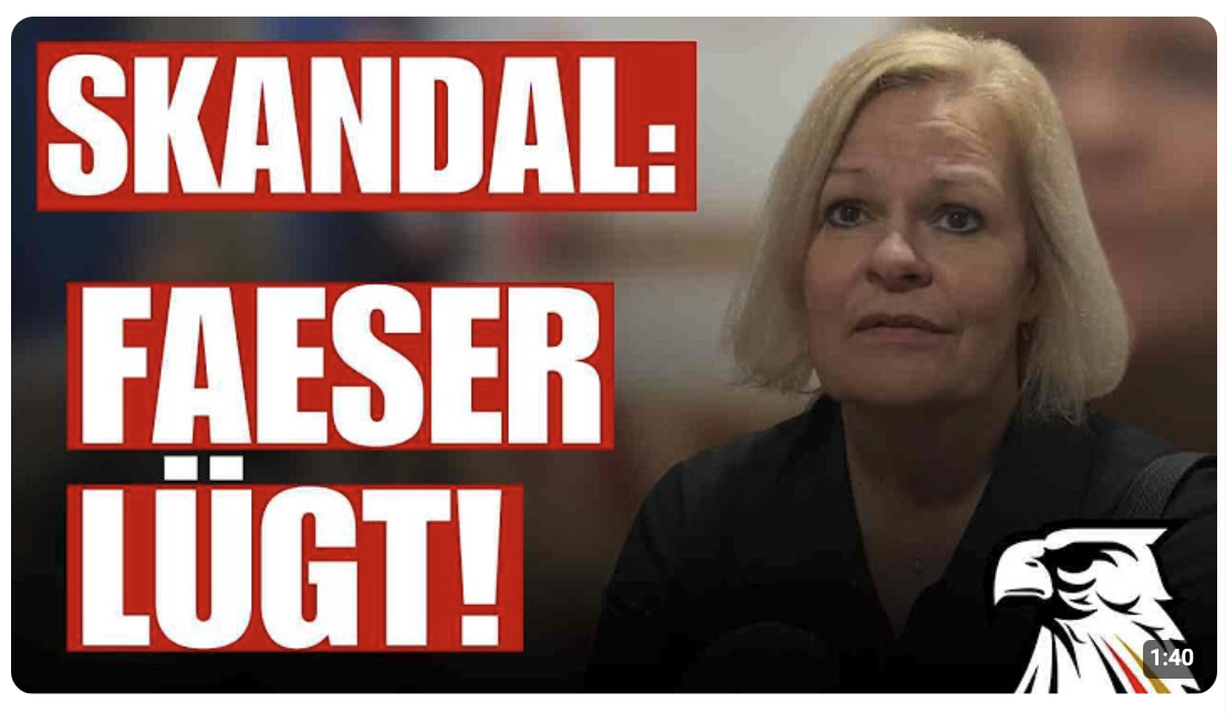 SKANDAL: Nancy Faeser lügt dreist in die Kamera!