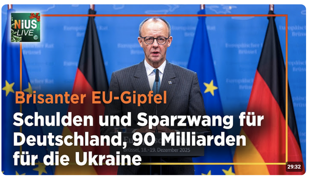 Merz scheitert in Brüssel: EU gibt der Ukraine einen Mega-Kredit | NIUS Live vom 19. Dezember 2025