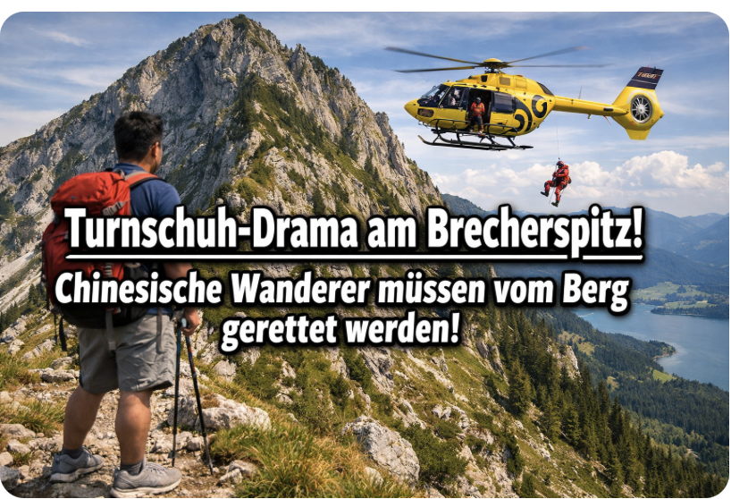 Turnschuh-Drama am Brecherspitz! Chinesische Wanderer müssen vom Berg gerettet werden!