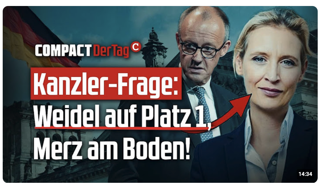 Kanzler-Frage: Weidel auf Platz 1, Merz am Boden!