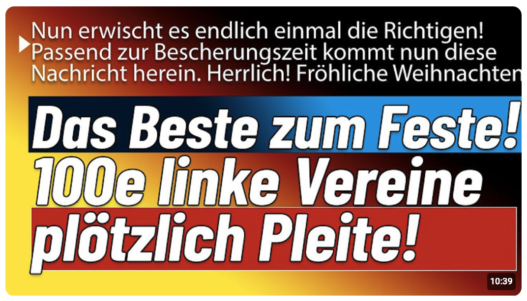 Diese Weihnacht wird wirklich fröhlich! Linke Vereine stehen plötzlich ohne Geld da! Frohes Fest!