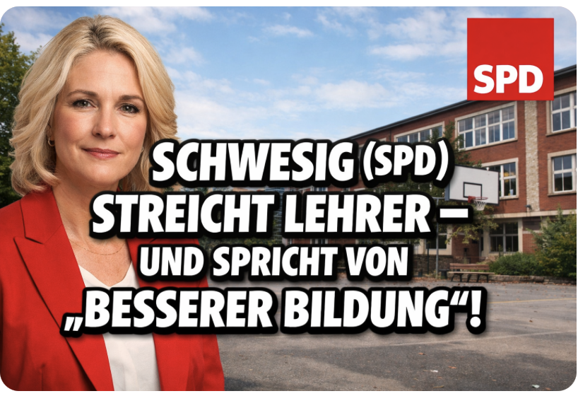 SCHWESIG (SPD) STREICHT LEHRER – UND SPRICHT VON „BESSERER BILDUNG“!