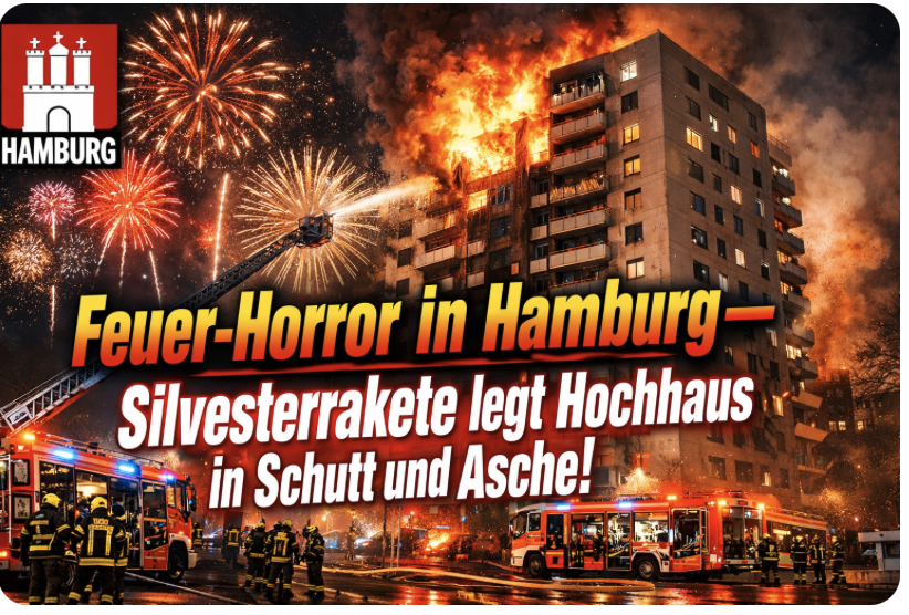 Feuer-Horror in Hamburg – Silvesterrakete legt Hochhaus in Schutt und Asche!