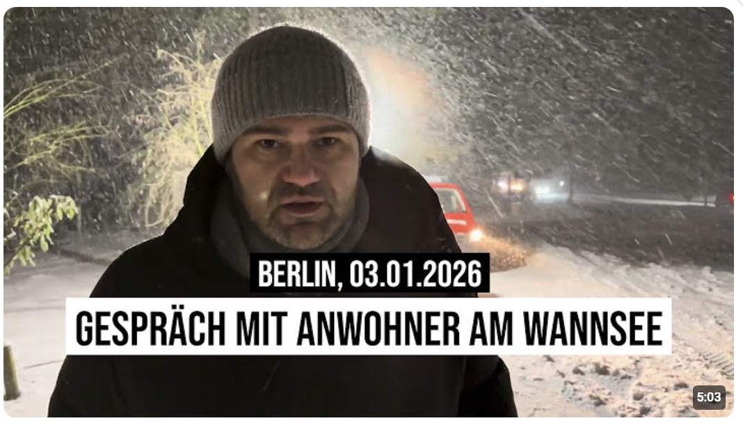 03.01.2026 #Blackout #Berlin Anwohner am Wannsee im Schnees bei Stromausfall: Feuerwehr mit Notstrom