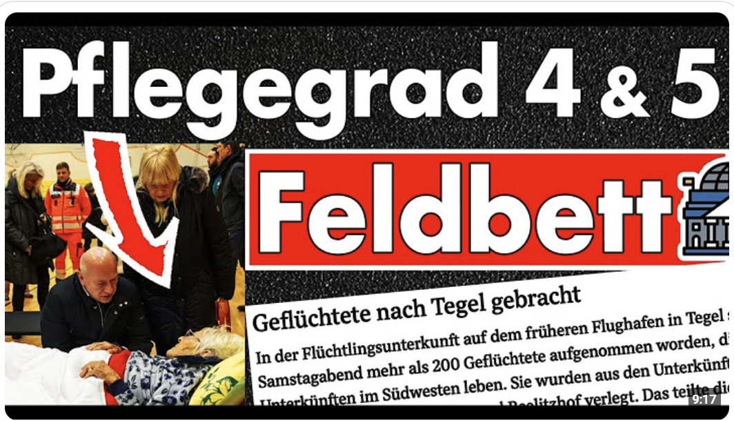 Pflegegrade 4 & 5 übernachten auf Feldbetten! Flüchtlinge nach Tegel evakuiert! Prioritäten!