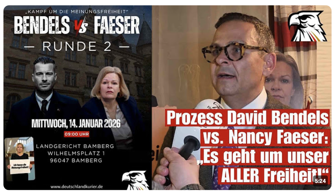 Prozess David Bendels vs. Nancy Faeser: „Es geht um unser ALLER Freiheit!“