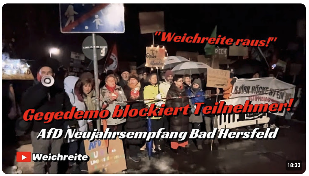 Gegendemo blockiert Teilnehmer beim AfD Neujahrsempfang in Bad Hersfeld mit Stephan Brandner 9.1.26