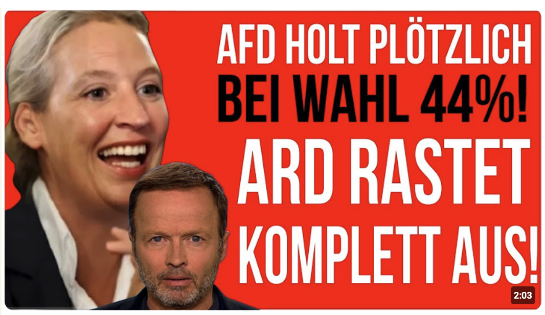 GERADE EBEN! AfD HOLT 44%! ARD RASTET TOTAL AUS!