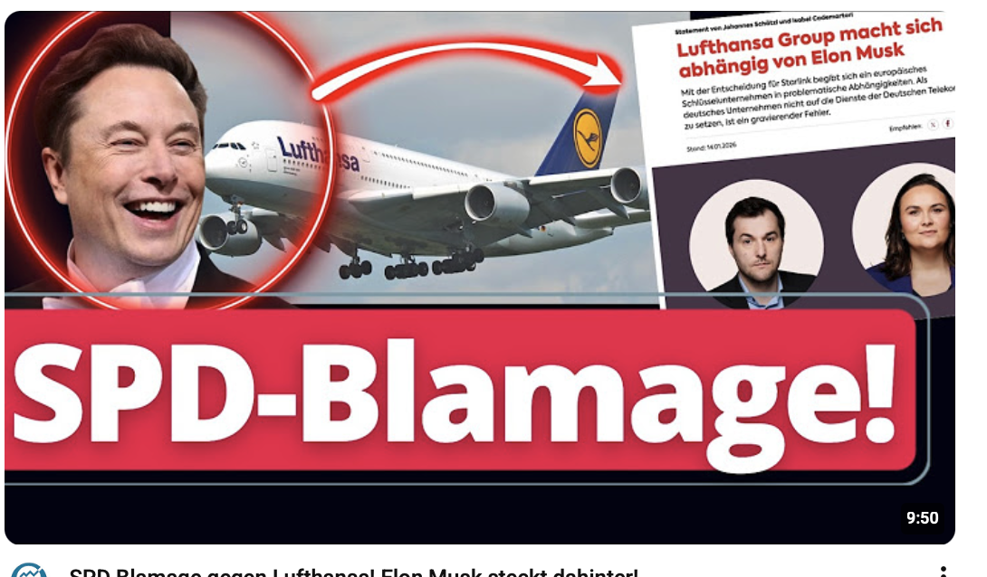 SPD Blamage gegen Lufthansa! Elon Musk steckt dahinter!