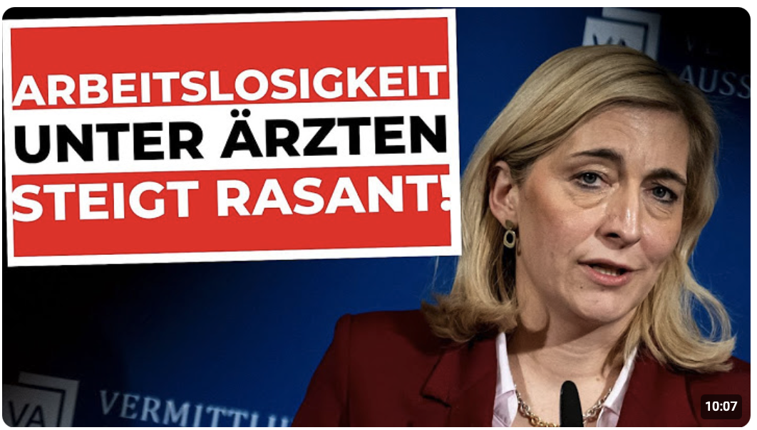 70 % ANSTIEG der ARBEITSLOSIGKEIT von ÄRZTEN!