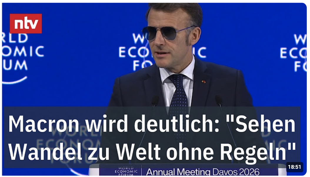 Macron wird deutlich: „Sehen Wandel zu Welt ohne Regeln“ – Mit Sonnenbrille beim WEF | ntv