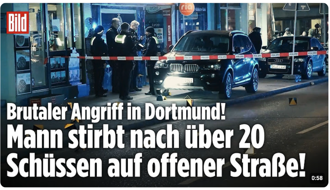 DORTMUND: Brutaler Angriff! Mann mit über 20 Schüssen auf offener Straße ermordet!