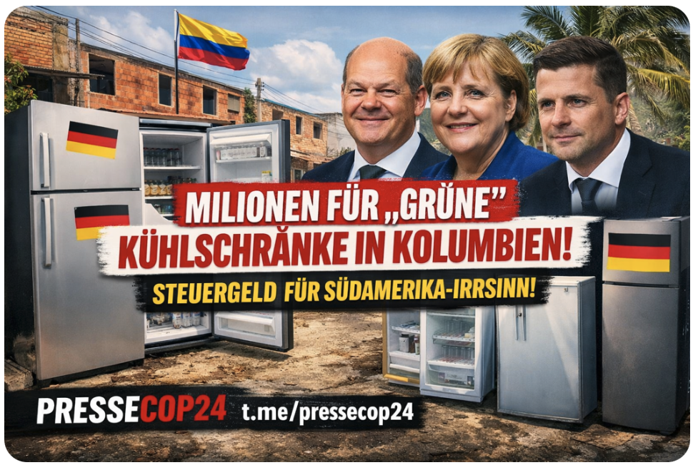GRÜNE KÜHLSCHRÄNKE AUF STEUERZAHLER-KOSTEN – REGIERUNG FEIERT SICH SELBST IN SÜDAMERIKA!