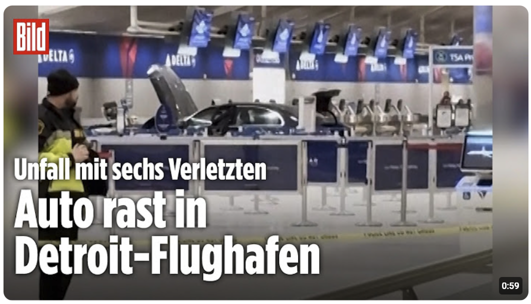 SECHS MENSCHEN VERLETZT: Auto durchbricht Eingang am Detroit-Flughafen