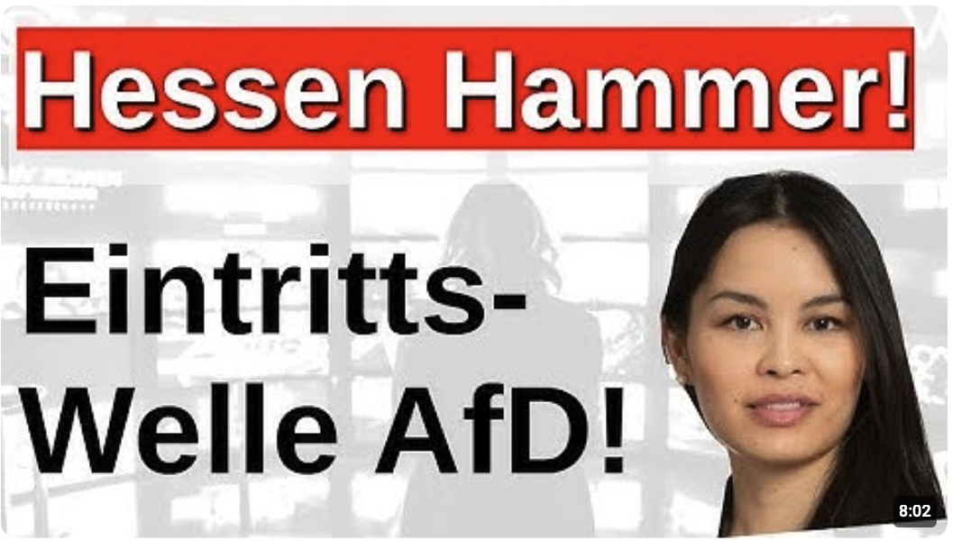 AfD Eintrittswelle in Hessen! Wahlumfrage: SPD Grüne massive Verluste! AfD stärkste Kraft nach CDU!