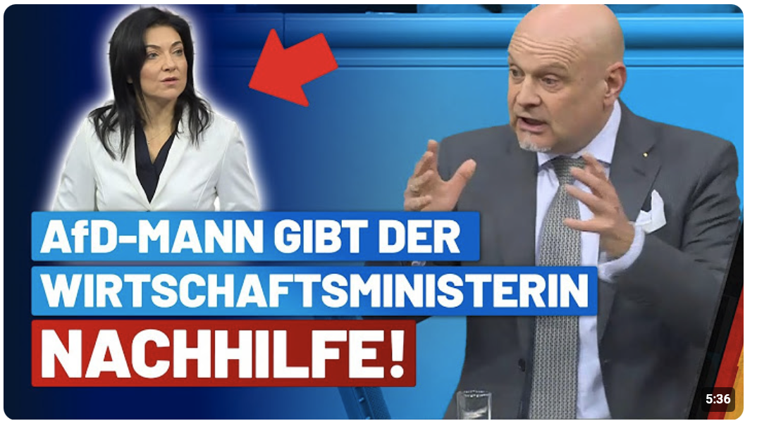 Enrico Komning gibt der Wirtschaftsministerin Nachhilfe! – AfD-Fraktion im Bundestag