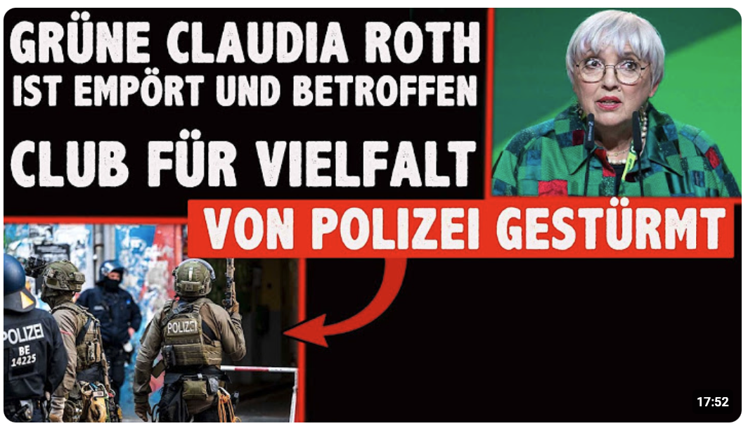 Grüne Claudia ROTH ist empört nach Razzia in linkem Club für Vielfalt Augsburg