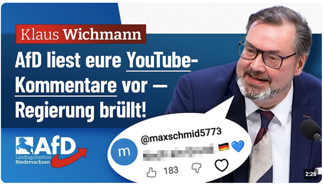 AfD liest eure YouTube-Kommentare im Parlament vor, Regierung brüllt! – Klaus Wichmann (AfD)