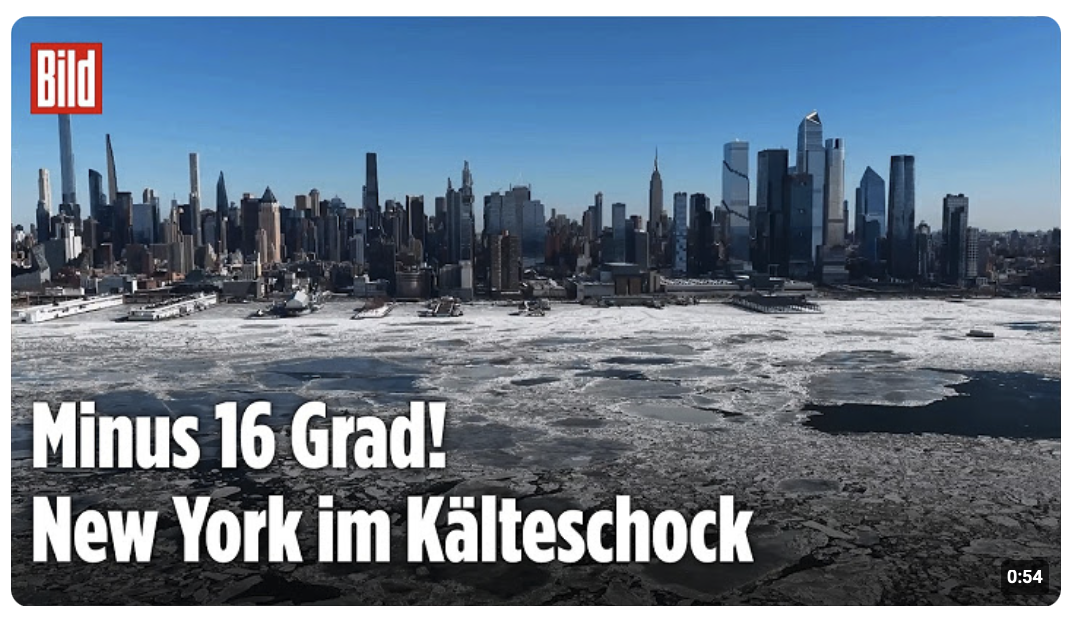 KÄLTEWELLE LÄHMT NEW YORK: Hudson River gefriert – Kältere Temperaturen als in der Antarktis