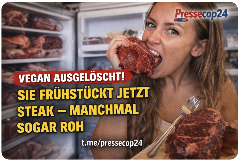VEGAN AUSGELÖSCHT! SIE FRÜHSTÜCKT JETZT STEAK – MANCHMAL SOGAR ROH