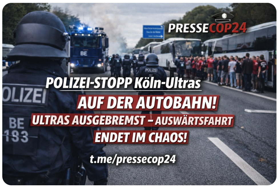 POLIZEI-STOPP AUF DER AUTOBAHN! ULTRAS AUSGEBREMST – AUSWÄRTSFAHRT ENDET IM CHAOS
