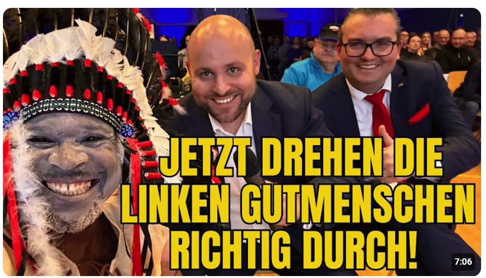 Serge Menga SPRENGT AfD Veranstaltung als Indianer