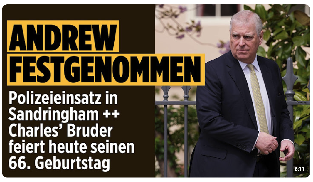 Ex-Prinz Andrew am 66. Geburtstag verhaftet – Vorwürfe des Amtsmissbrauchs 
