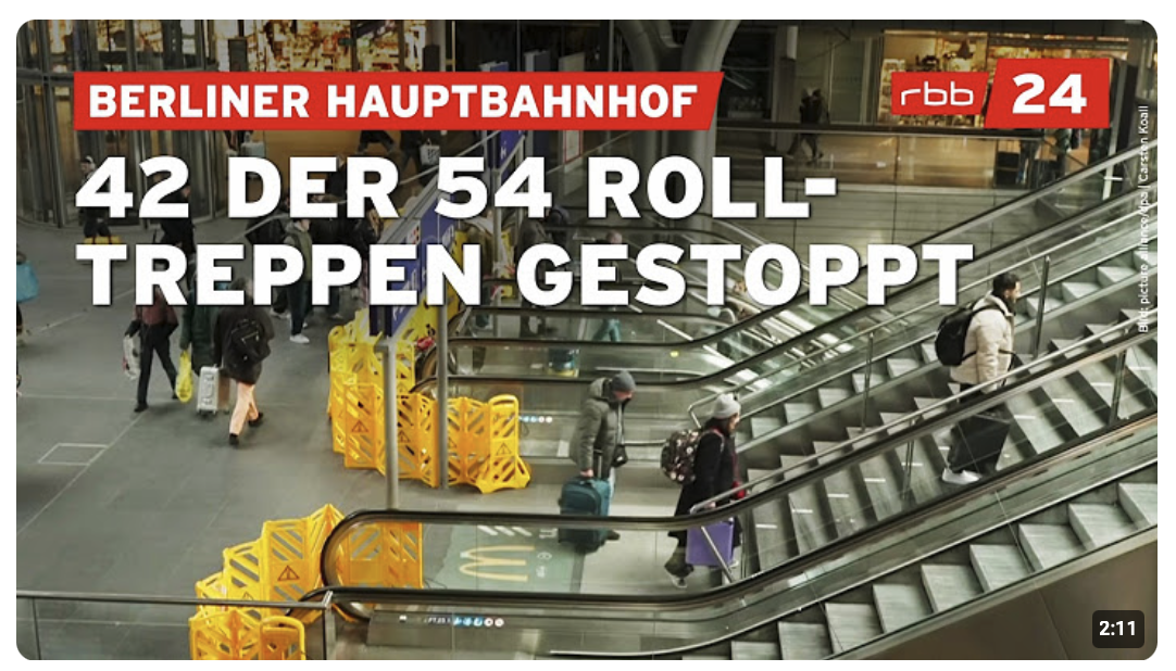 Darum stehen die meisten Rolltreppen am Berliner Hauptbahnhof still