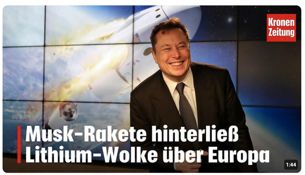 Musk-Rakete hinterließ Lithium-Wolke über Europa 