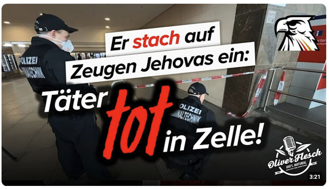 Er stach auf Zeugen Jehovas ein: Afghanischer Messermann tot in Zelle!