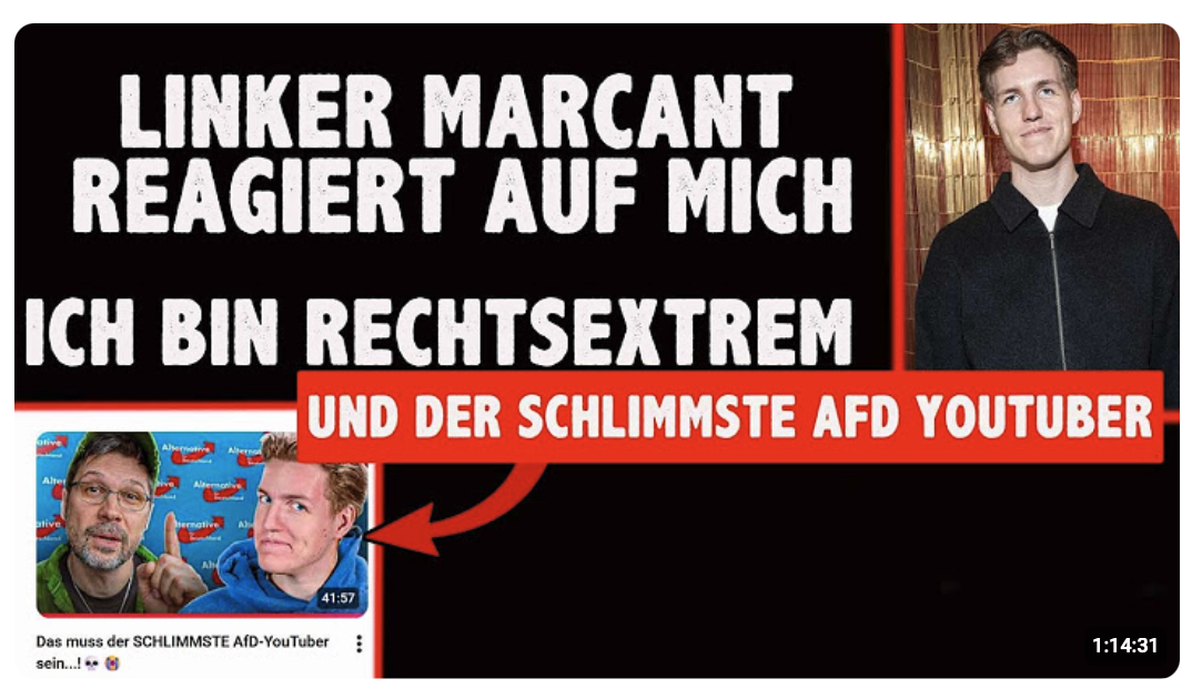 Linker MARCANT reagiert auf MICH Ich bin Rechtsextremist!