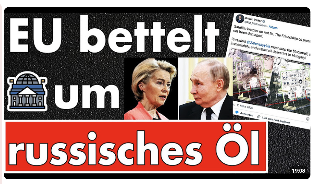 Wie katastrophal muss die Lage sein, wenn von der Leyen sich für russisches Öl einsetzt?
