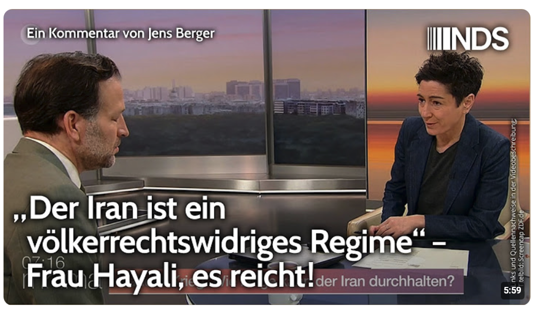 „Der Iran ist ein völkerrechtswidriges Regime“ – Frau Hayali, es reicht! | Jens Berger | NDS-Podcast
