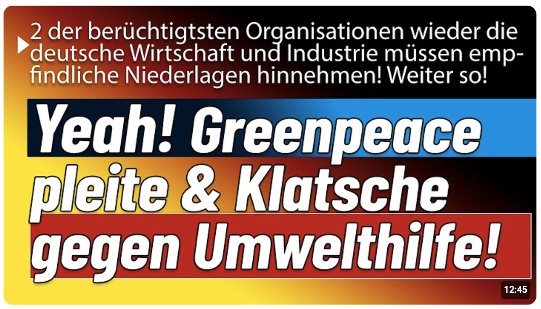 Erfreulich! Deutsche ‚Umwelthilfe‘ verliert gegen BMW & Mercedes und Greenpeace ganz unten!